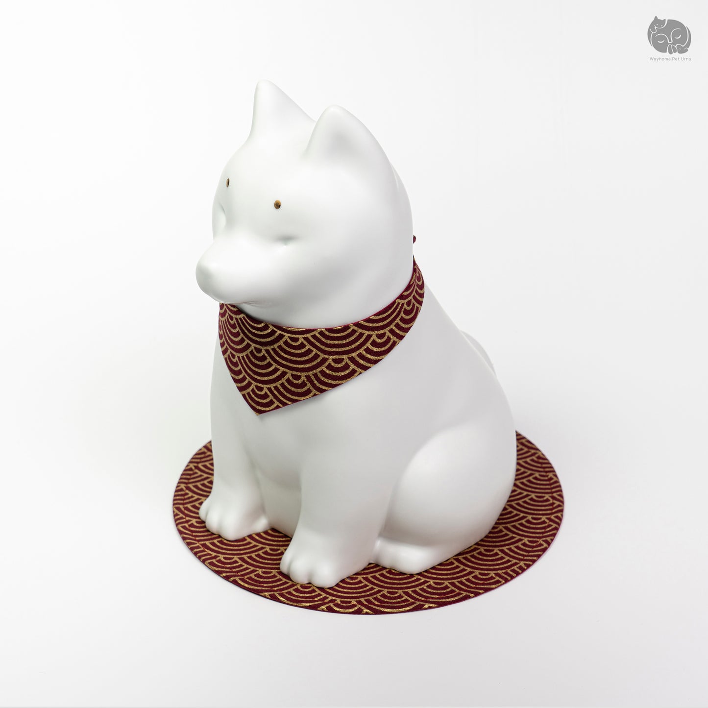 Shiba Memorial Urn with Plaid Collar (Large)