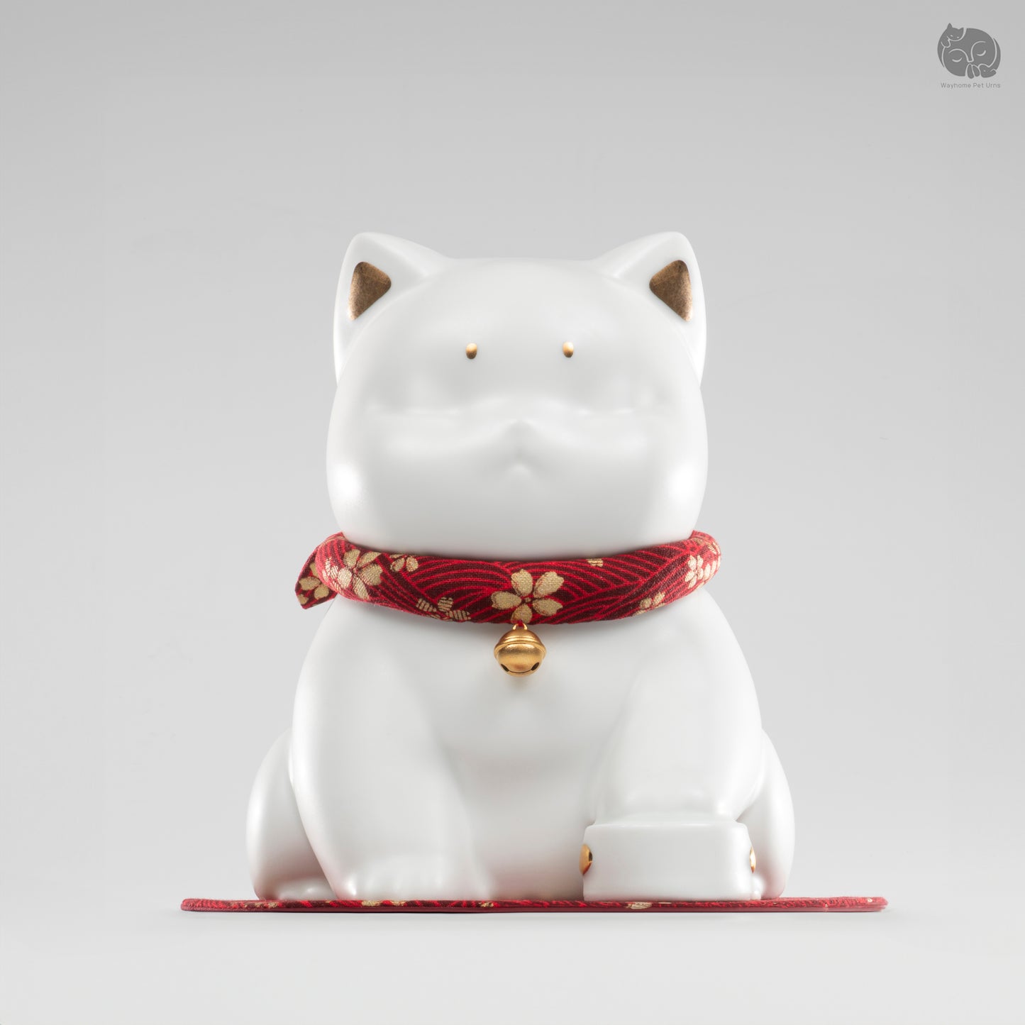 Ceramic Cat Memorial Urn with Floral Collar