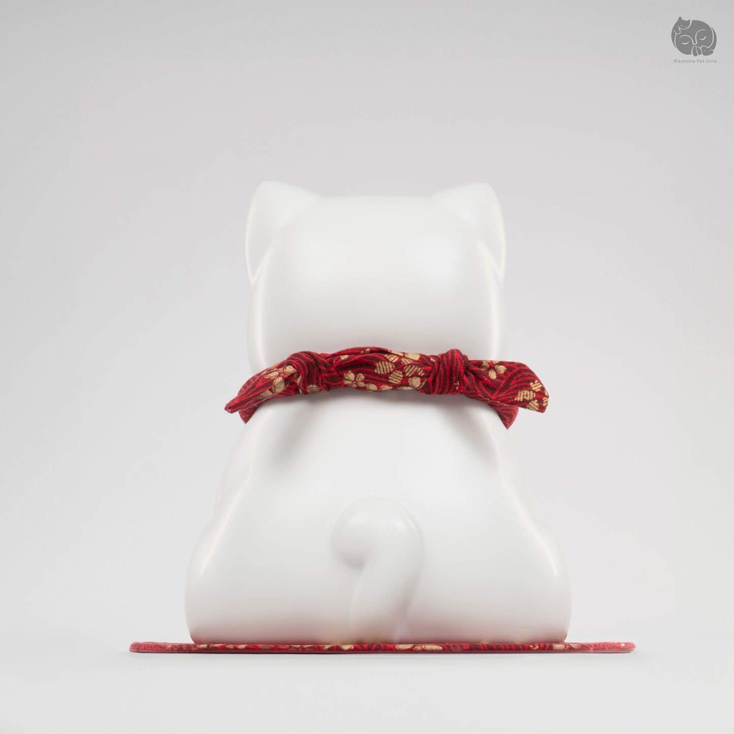 Ceramic Cat Memorial Urn with Floral Collar