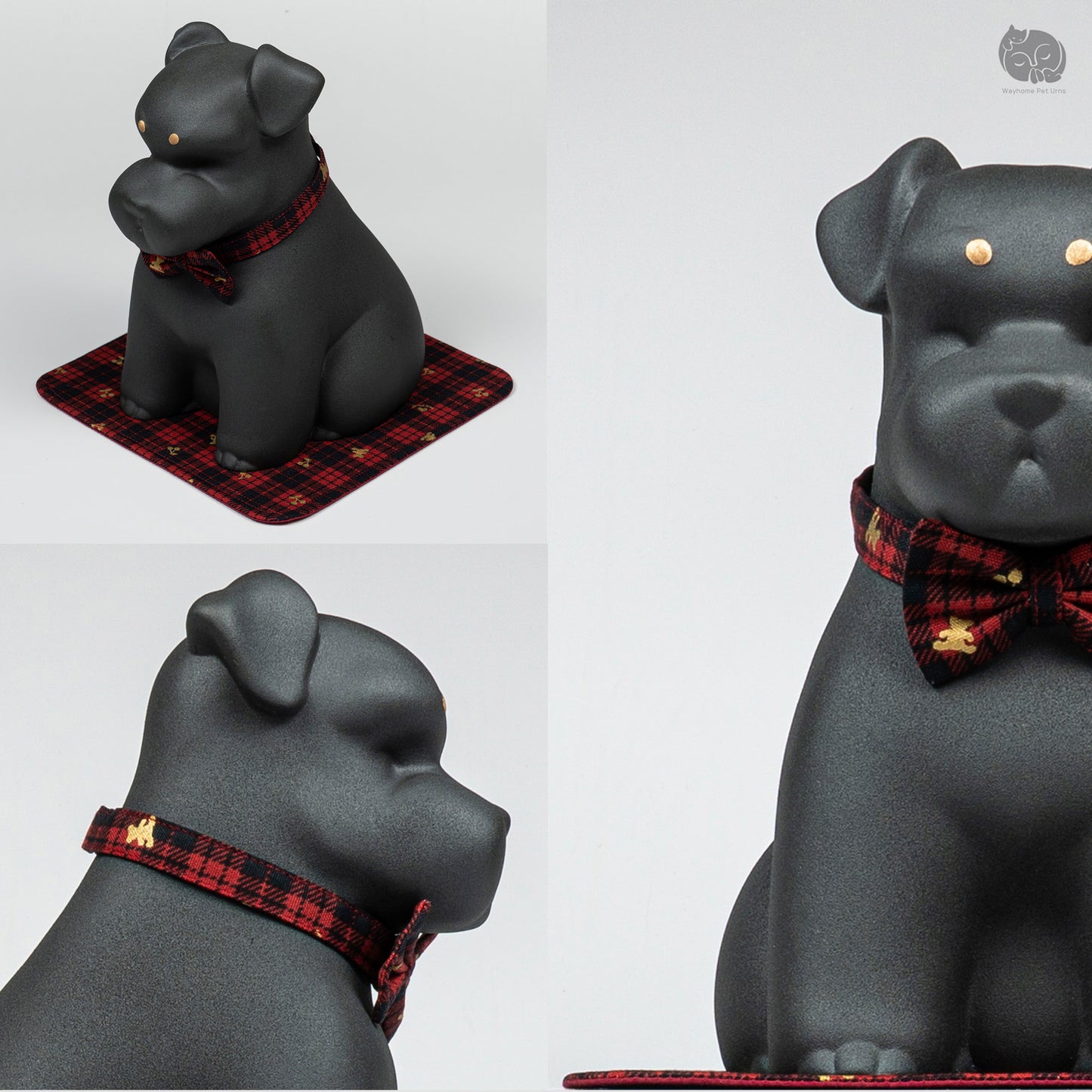 Schnauzer Memorial Urn with Plaid Accent (Small)