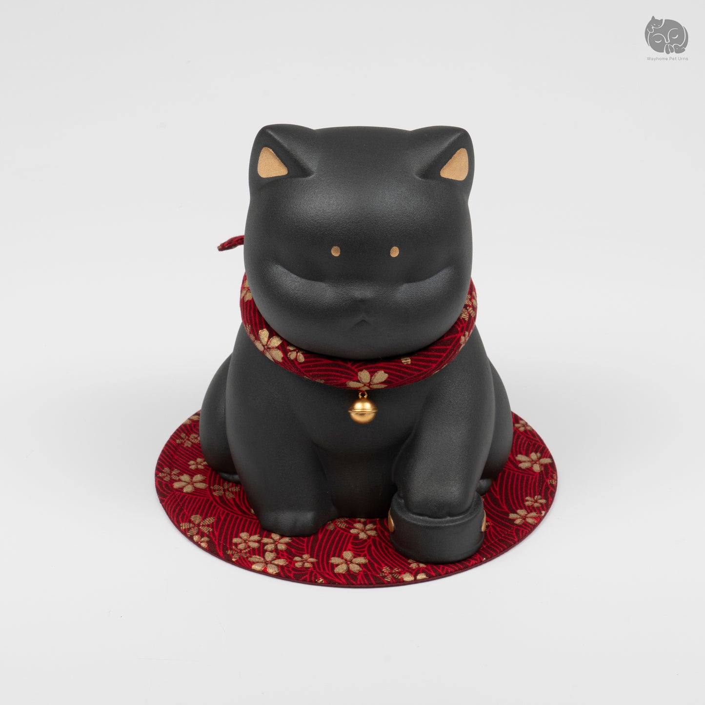 Ceramic Cat Memorial Urn with Floral Collar