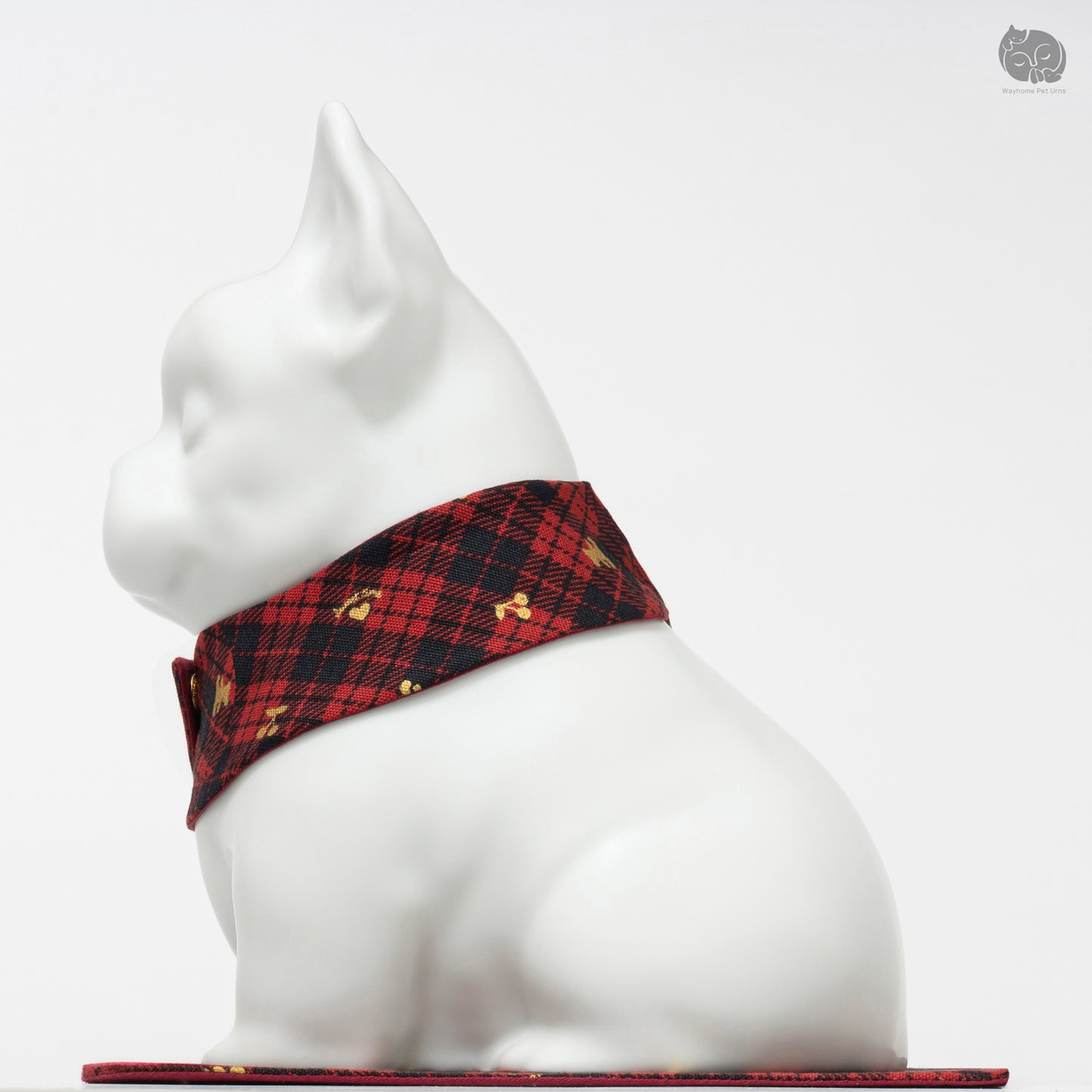 Boston Terrier Memorial Urn with Plaid Collar (Small)