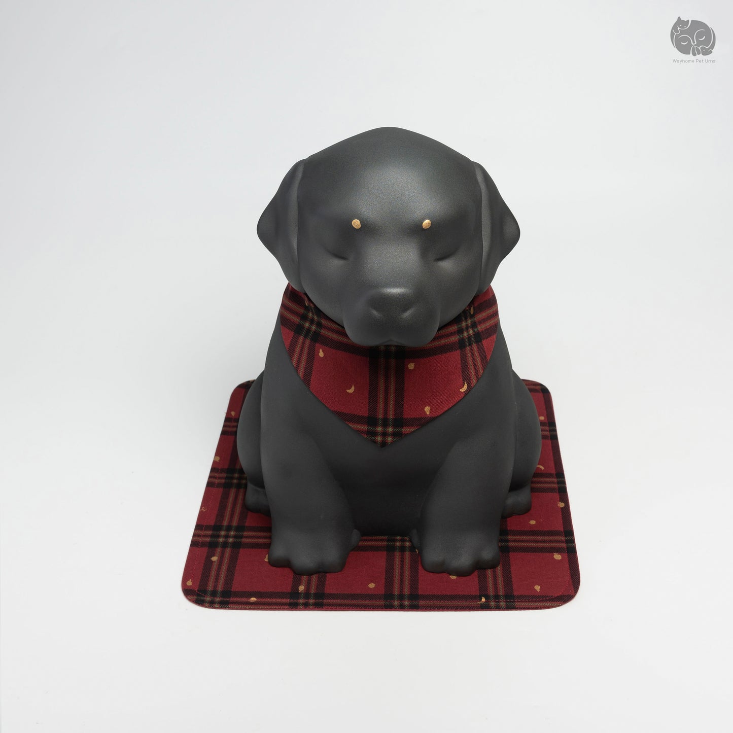 Goldador Memorial Urn with Plaid Collar (Large)