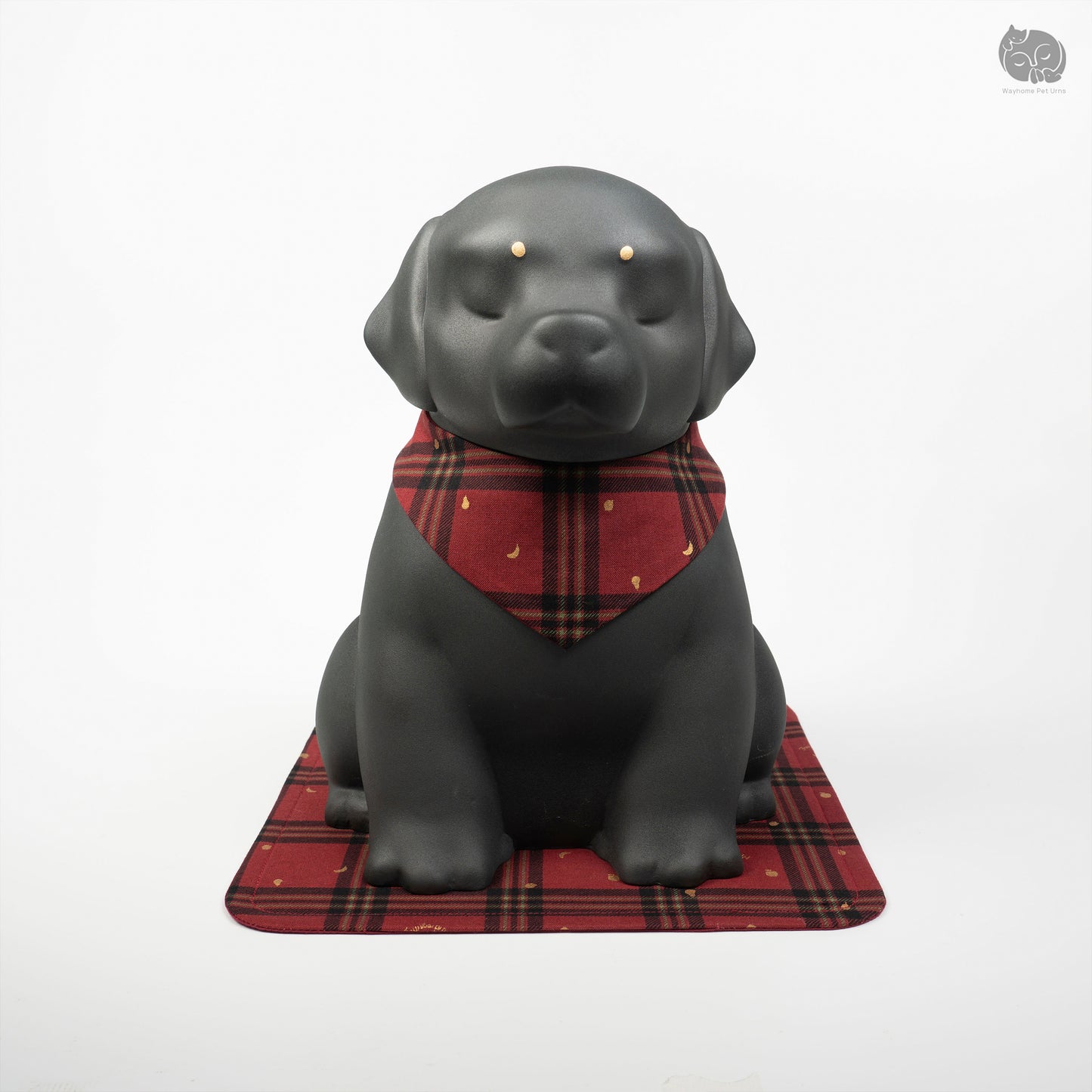 Goldador Memorial Urn with Plaid Collar (Large)
