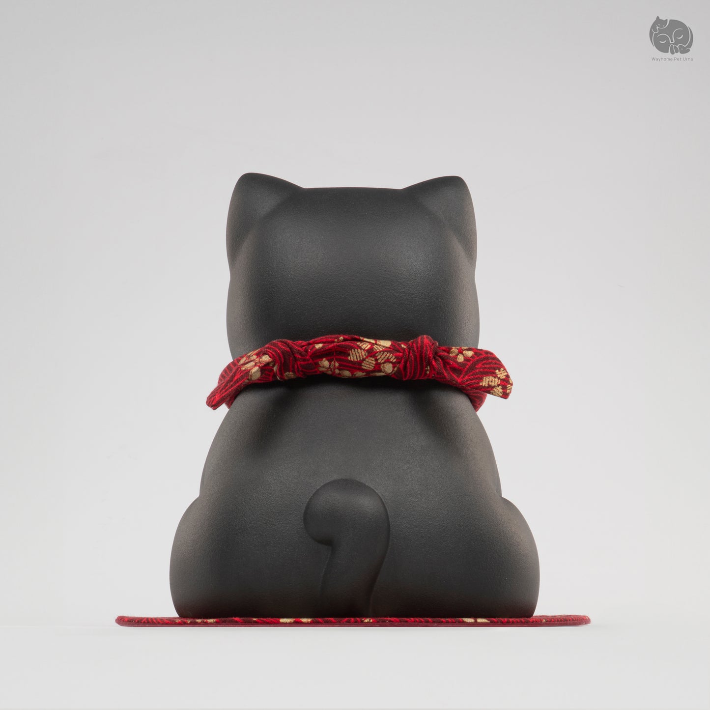 Ceramic Cat Memorial Urn with Floral Collar