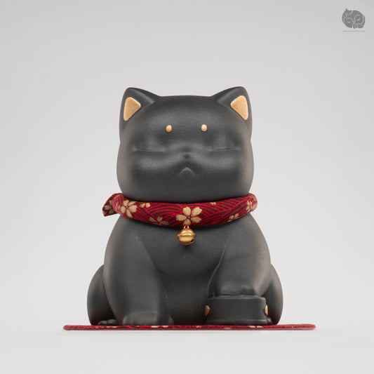 Ceramic Cat Memorial Urn with Floral Collar