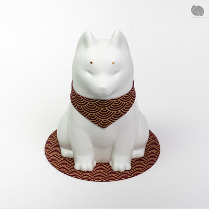 Shiba Memorial Urn with Plaid Collar (Large)
