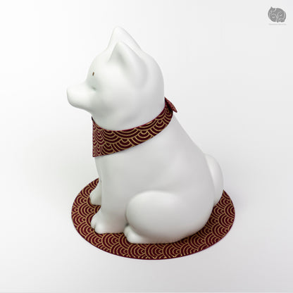 Shiba Memorial Urn with Plaid Collar (Large)
