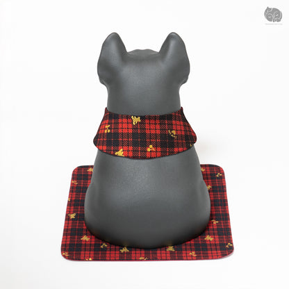 Boston Terrier Memorial Urn with Plaid Collar (Small)