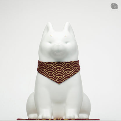 Shiba Memorial Urn with Plaid Collar (Large)