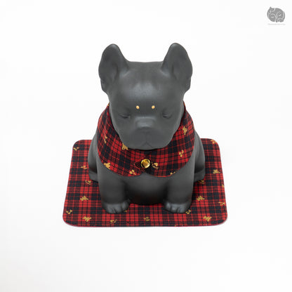 Boston Terrier Memorial Urn with Plaid Collar (Small)
