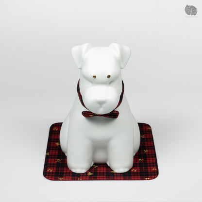 Schnauzer Memorial Urn with Plaid Accent (Small)