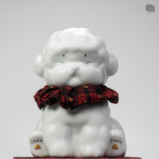 Poodles Memorial Urn with Plaid Accent (Small)