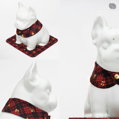Boston Terrier Memorial Urn with Plaid Collar (Small)