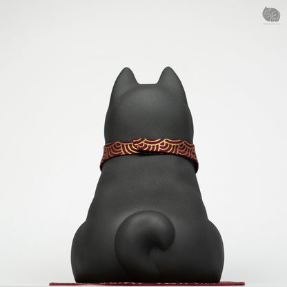 Shiba Memorial Urn with Plaid Collar (Large)
