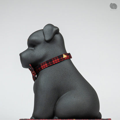 Schnauzer Memorial Urn with Plaid Accent (Small)