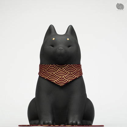 Shiba Memorial Urn with Plaid Collar (Large)