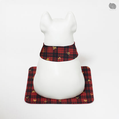 Boston Terrier Memorial Urn with Plaid Collar (Small)