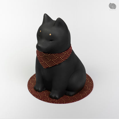 Shiba Memorial Urn with Plaid Collar (Large)