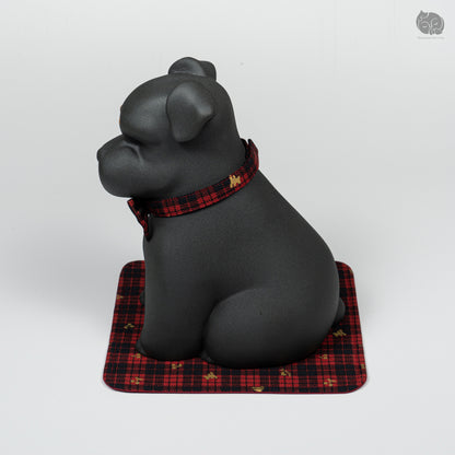 Schnauzer Memorial Urn with Plaid Accent (Small)