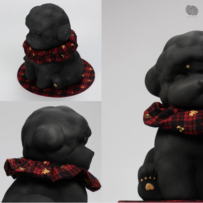 Poodles Memorial Urn with Plaid Accent (Small)