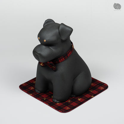 Schnauzer Memorial Urn with Plaid Accent (Small)