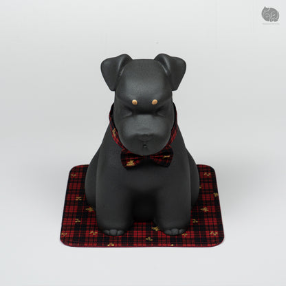 Schnauzer Memorial Urn with Plaid Accent (Small)