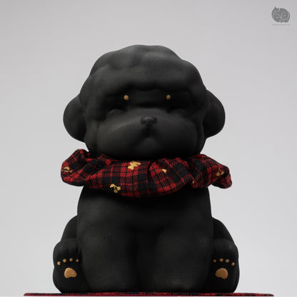 Poodles Memorial Urn with Plaid Accent (Small)