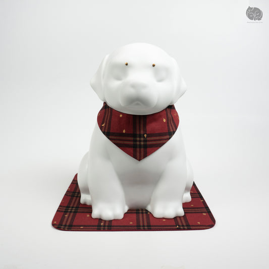 Goldador Memorial Urn with Plaid Collar (Large)